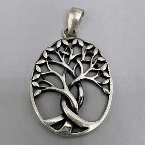 Tree Of Life Oval Framed Pendant Sterling Silver 925  Celtic Double Entwined